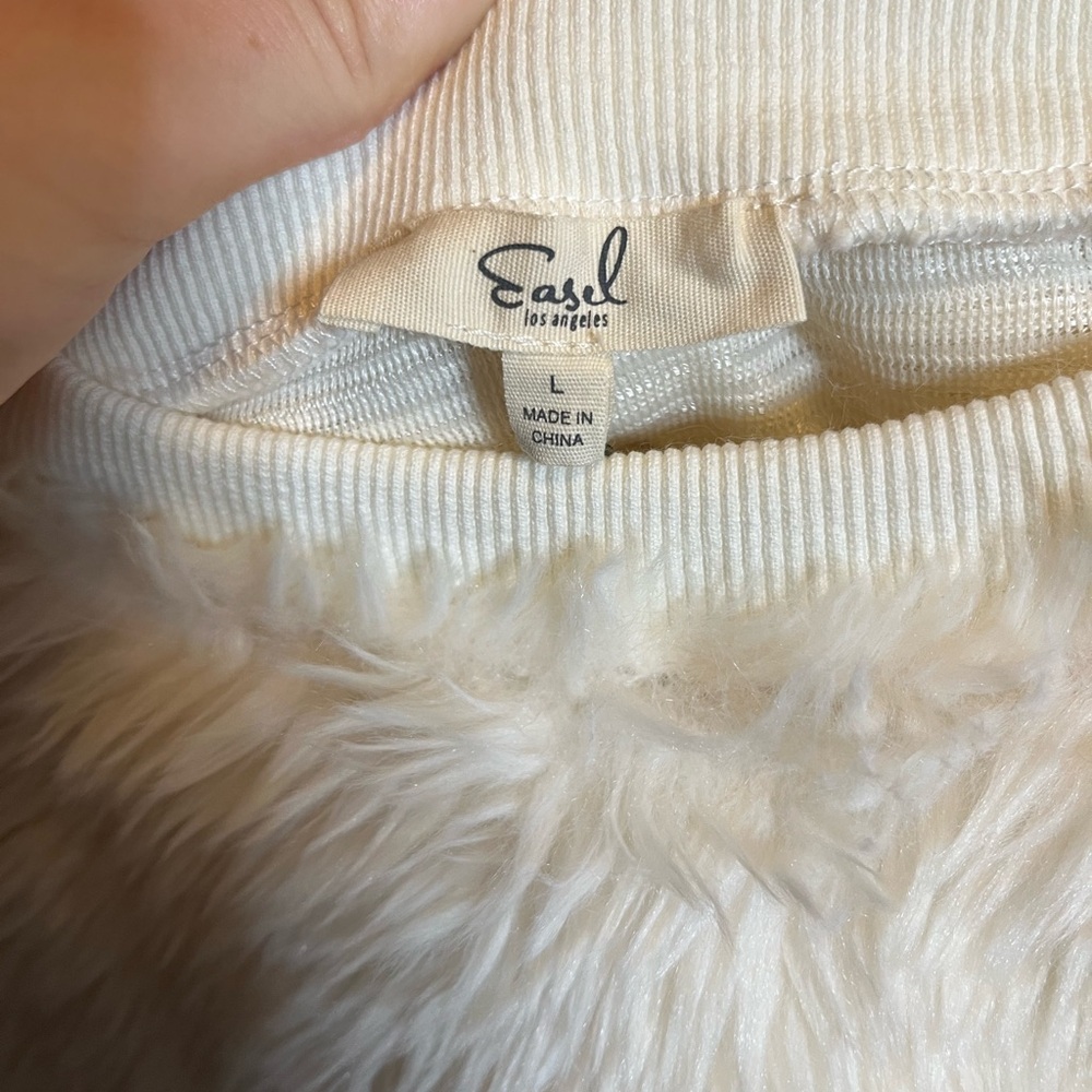 Easel Cream Faux Fur Sweater - Picture 3 of 3